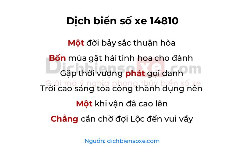 Dịch thơ biển số 14810