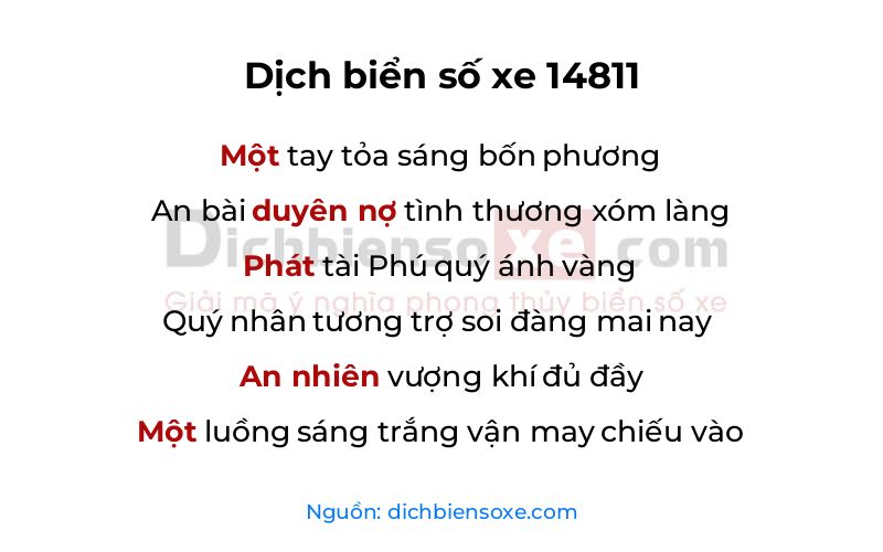 Dịch thơ biển số 14811