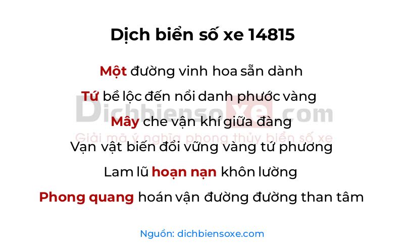 Dịch thơ biển số 14815