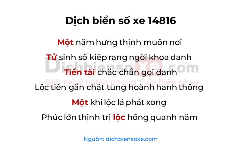 Dịch thơ biển số 14816