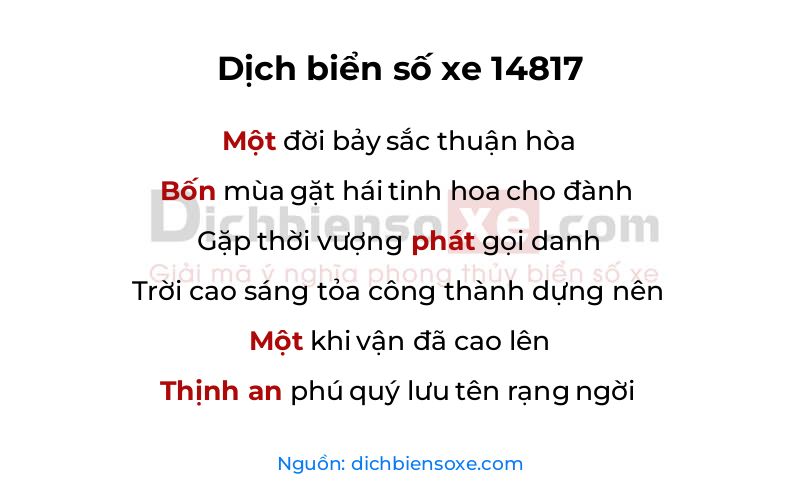 Dịch thơ biển số 14817