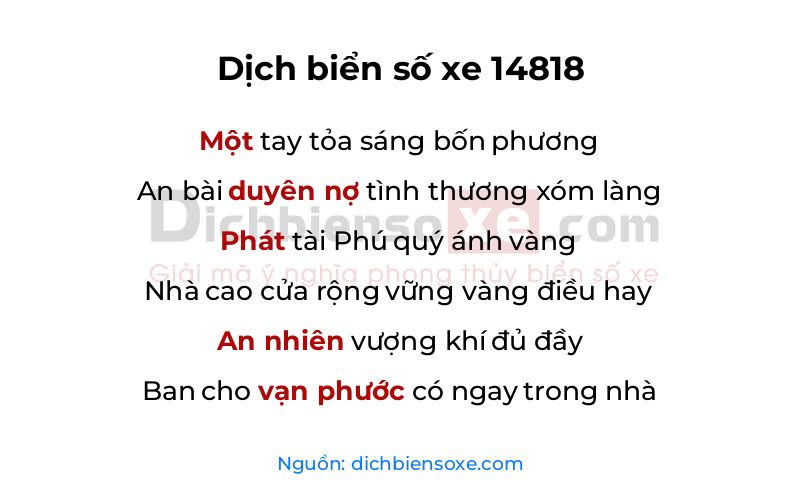 Dịch thơ biển số 14818