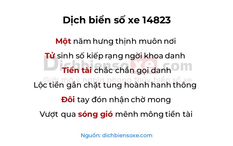 Dịch thơ biển số 14823