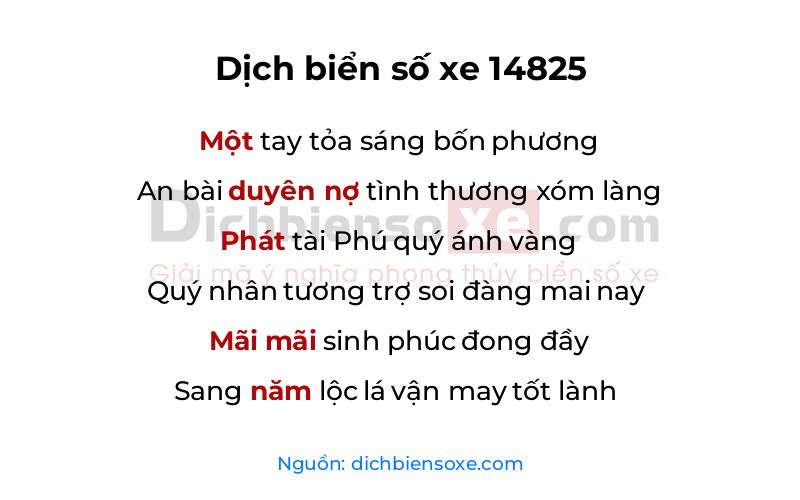 Dịch thơ biển số 14825