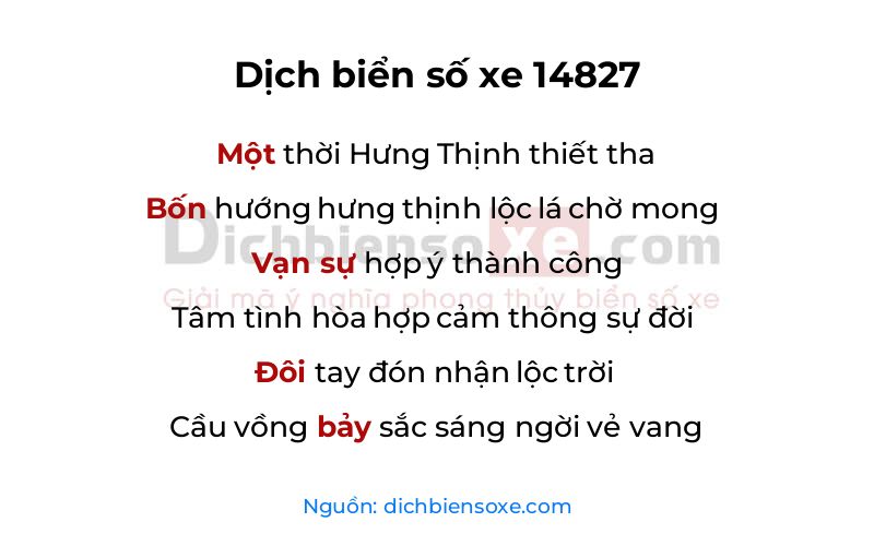 Dịch thơ biển số 14827