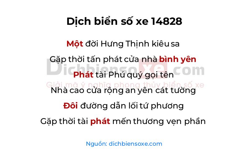 Dịch thơ biển số 14828
