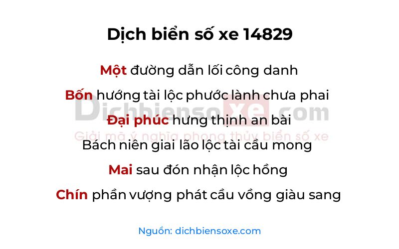 Dịch thơ biển số 14829