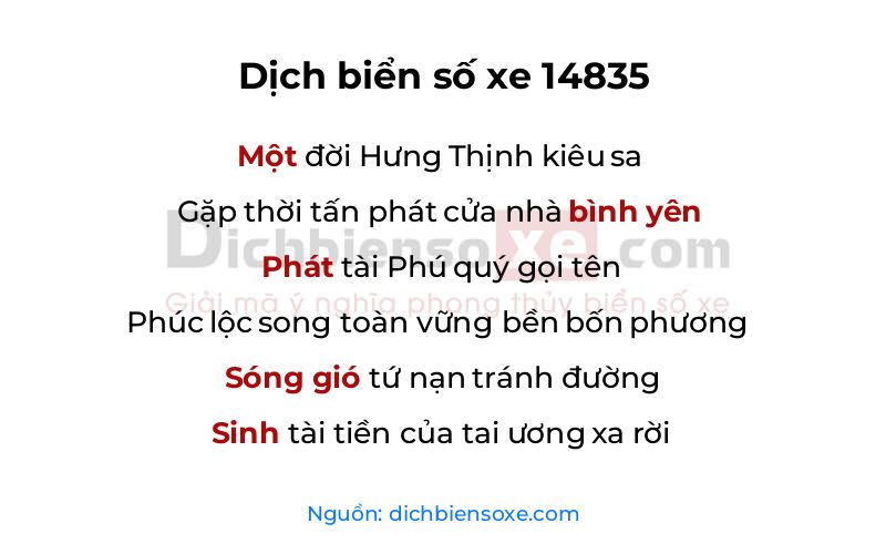 Dịch thơ biển số 14835