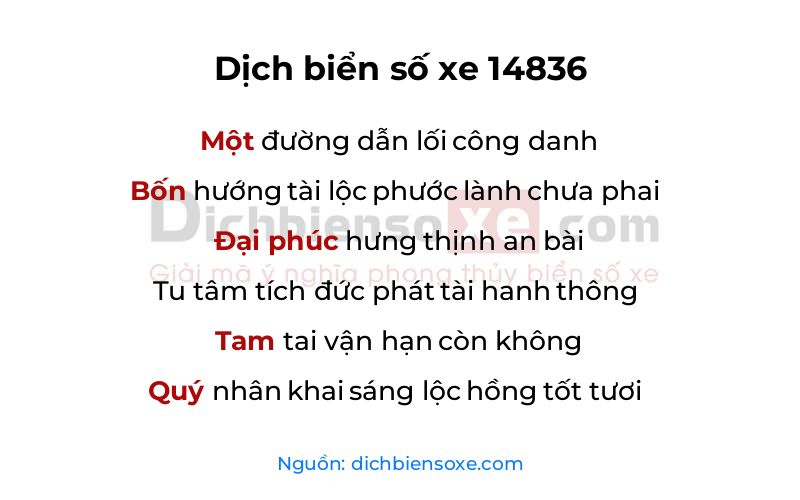 Dịch thơ biển số 14836