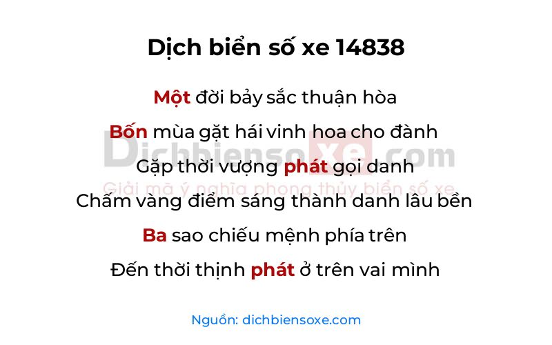 Dịch thơ biển số 14838