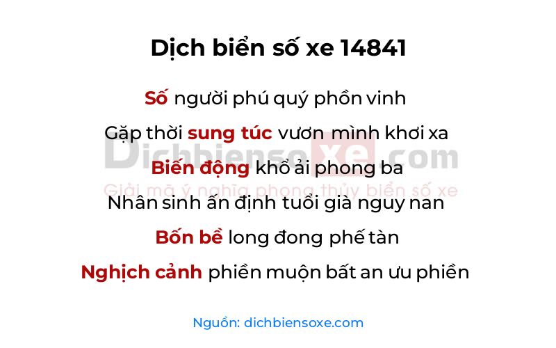 Dịch thơ biển số 14841