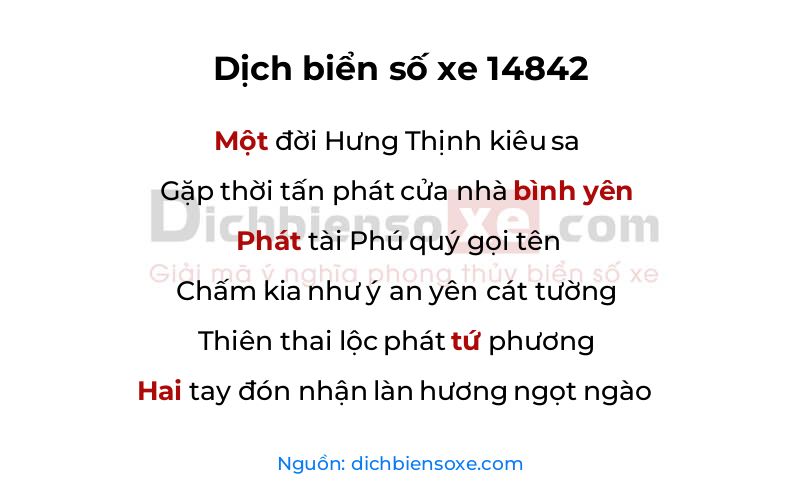 Dịch thơ biển số 14842