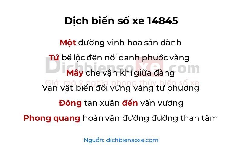 Dịch thơ biển số 14845