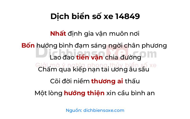 Dịch thơ biển số 14849