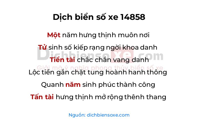 Dịch thơ biển số 14858