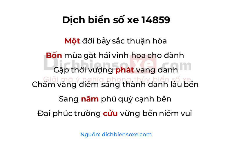 Dịch thơ biển số 14859