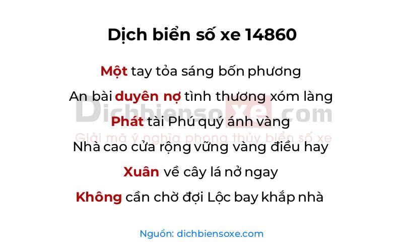 Dịch thơ biển số 14860