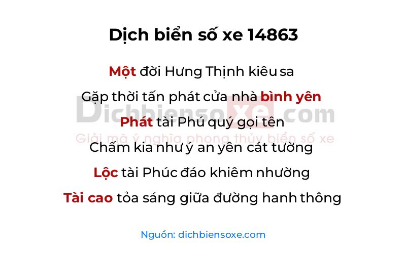 Dịch thơ biển số 14863