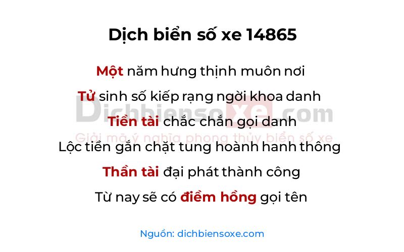 Dịch thơ biển số 14865