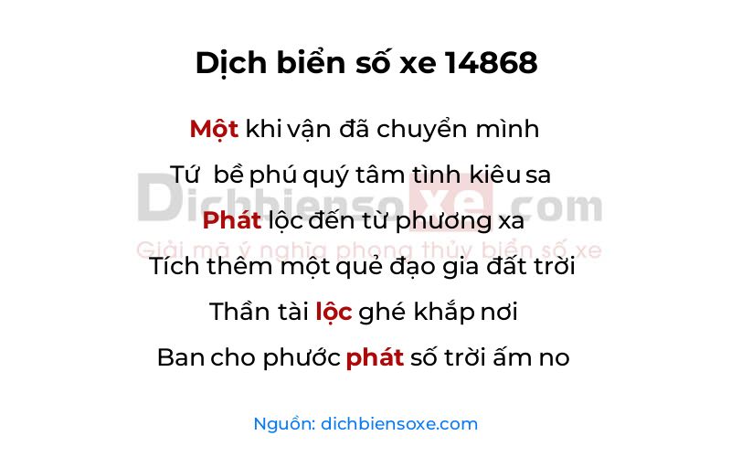 Dịch thơ biển số 14868