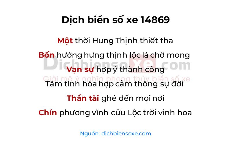 Dịch thơ biển số 14869