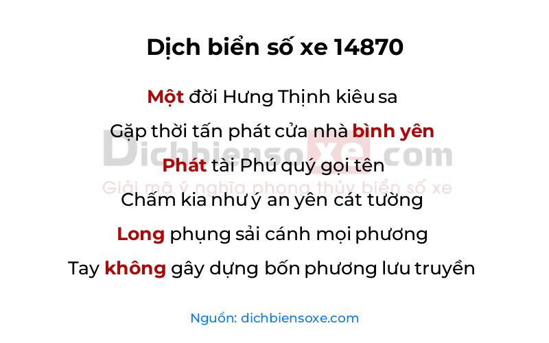 Dịch thơ biển số 14870