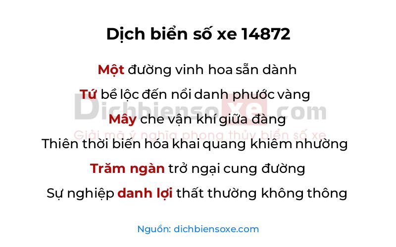 Dịch thơ biển số 14872