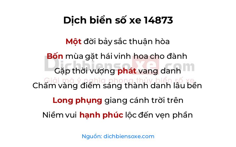 Dịch thơ biển số 14873