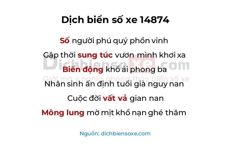 Dịch thơ biển số 14874