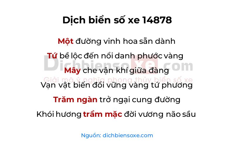 Dịch thơ biển số 14878