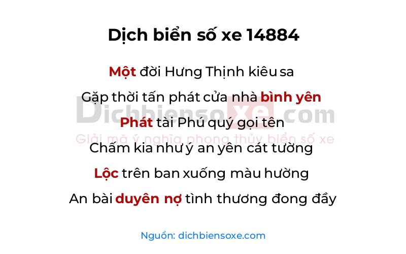 Dịch thơ biển số 14884