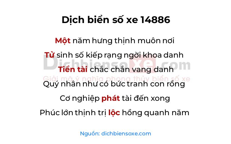 Dịch thơ biển số 14886