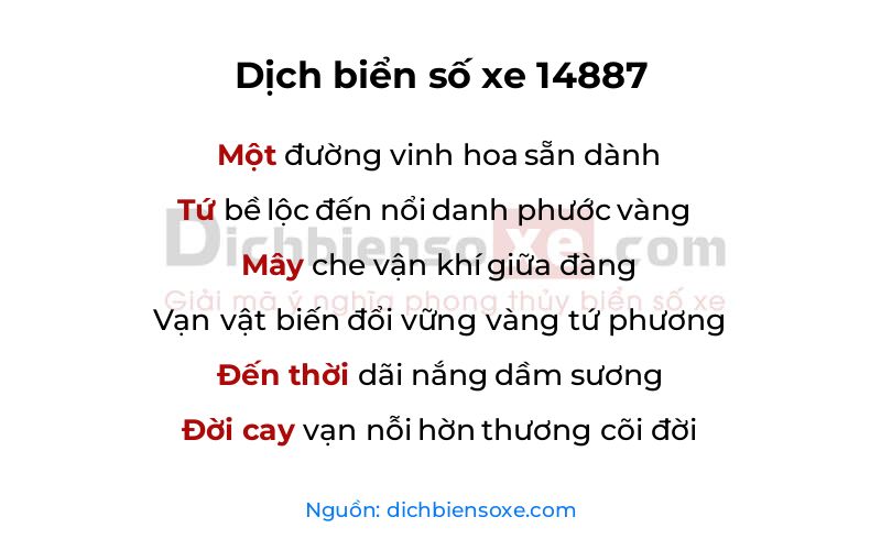 Dịch thơ biển số 14887