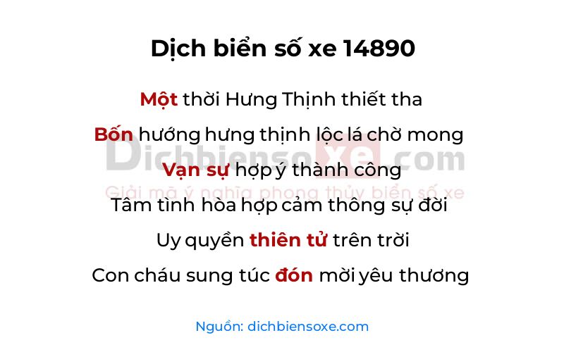 Dịch thơ biển số 14890