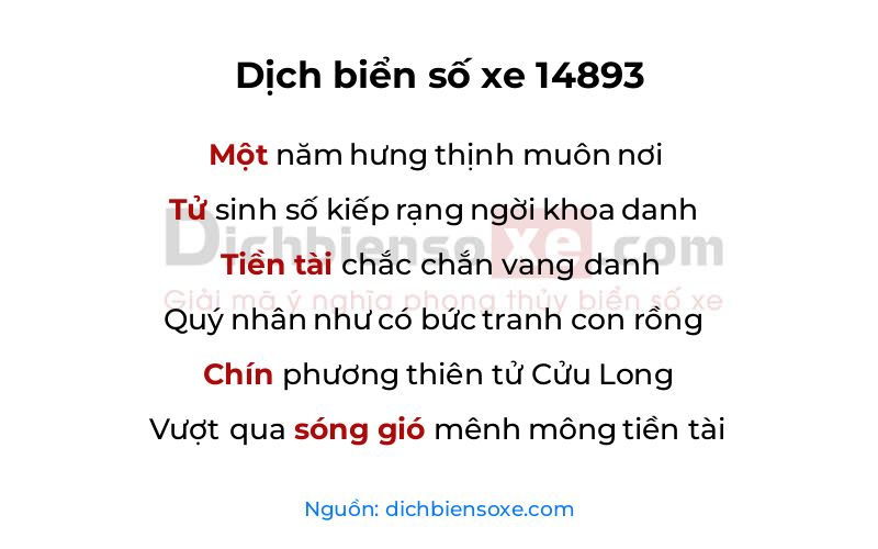 Dịch thơ biển số 14893