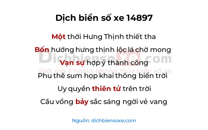 Dịch thơ biển số 14897
