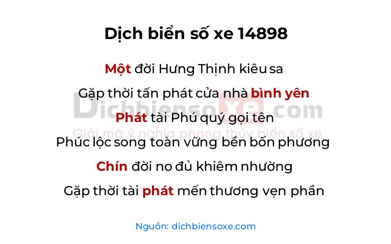 Dịch thơ biển số 14898