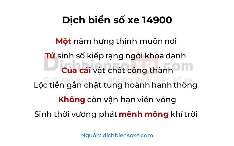 Dịch thơ biển số 14900