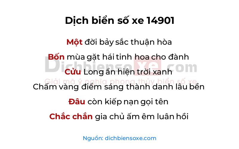 Dịch thơ biển số 14901