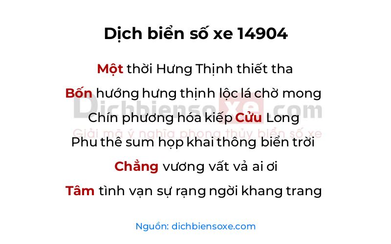 Dịch thơ biển số 14904