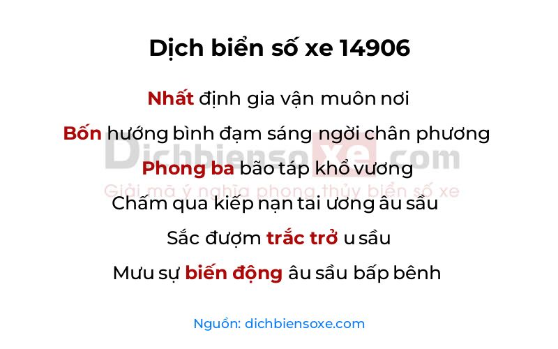 Dịch thơ biển số 14906