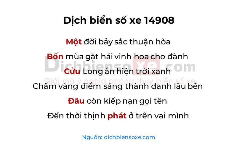 Dịch thơ biển số 14908