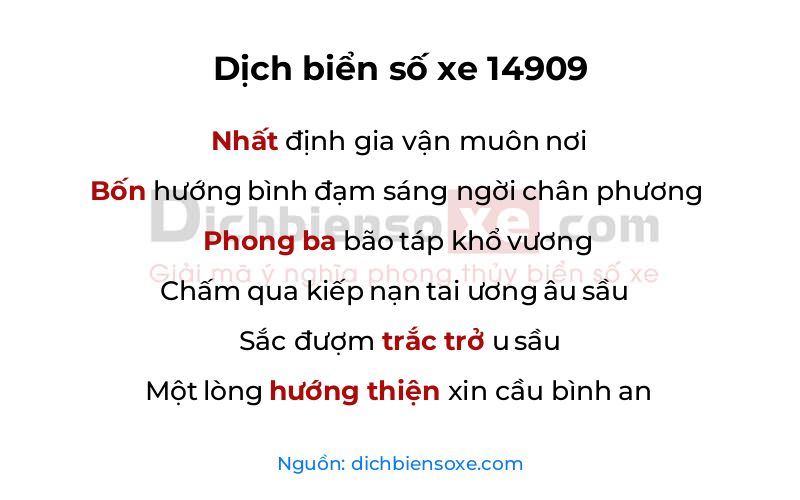 Dịch thơ biển số 14909