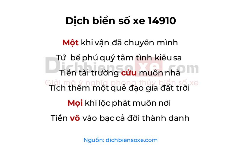 Dịch thơ biển số 14910