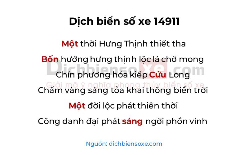 Dịch thơ biển số 14911
