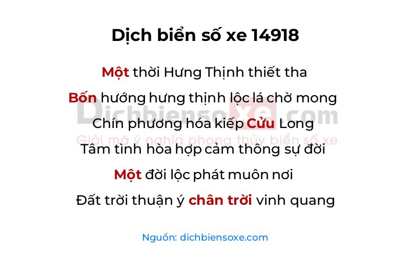 Dịch thơ biển số 14918
