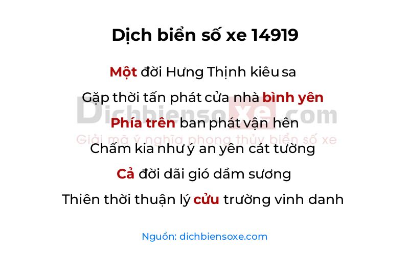 Dịch thơ biển số 14919