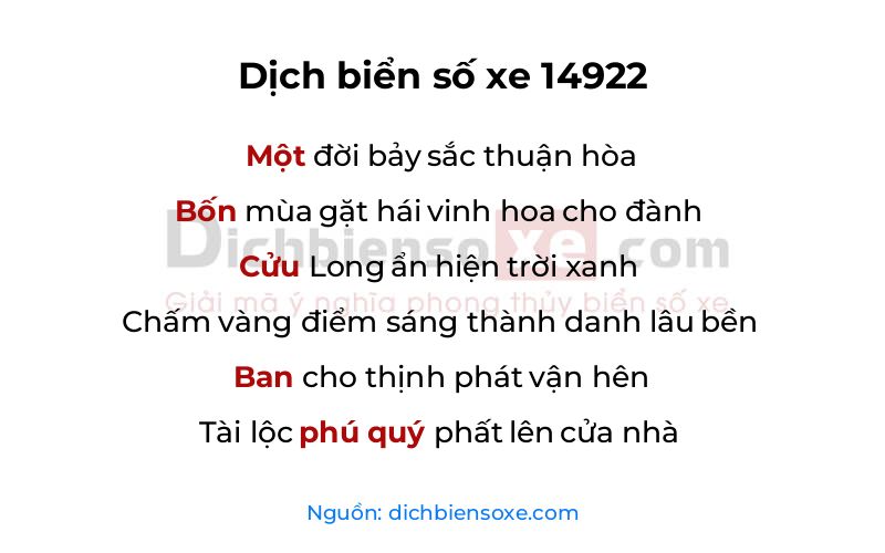 Dịch thơ biển số 14922
