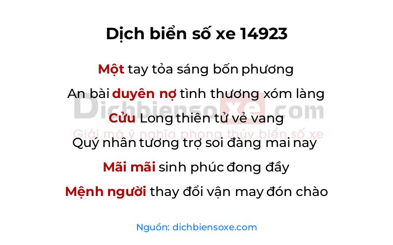Dịch thơ biển số 14923