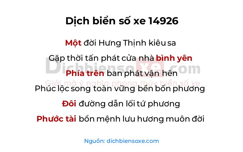 Dịch thơ biển số 14926